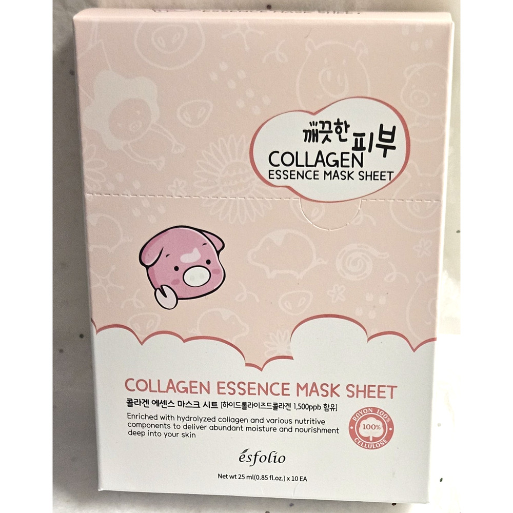 10 Esfolio Collagen Essence Facial Mask Sheets expires 03.25.2028